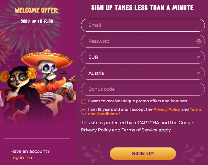 SlotVibe Casino registre